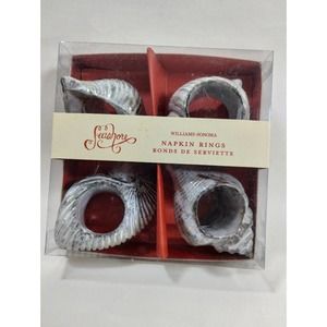 Williams Sonoma Seashore (4) Napkin Rings Sea Shell Beach Nautical Large Holders
